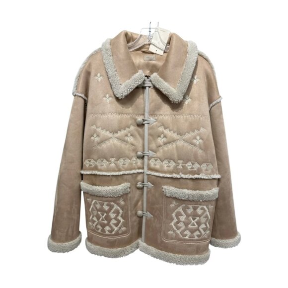 New MOTHER Toasty Faux Suede Shearling Jacket Snowed In Size L - Picture 11 of 12